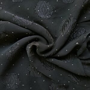 Jacquard Dot Fancy Georgette Stole Black