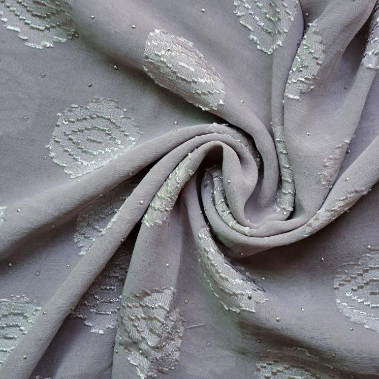 Jacquard Dot Fancy Georgette Stole Grey