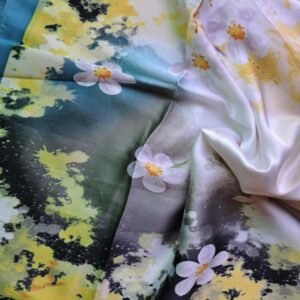 Luxury Large Printed Silk Stole Floral Daisy