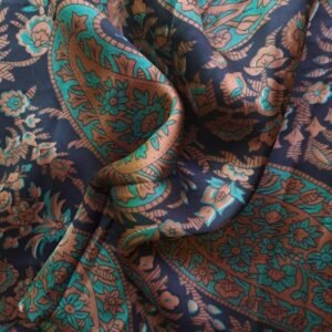 Luxury Large Printed Silk Stole Floral Egyptian Brown