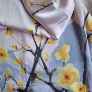 Luxury Large Printed Silk Stole Floral Sakura
