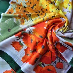 Luxury Large Printed Silk Stole Floral Spring Meadow