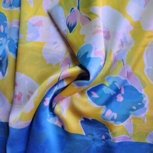 Luxury Large Printed Silk Stole Floral Yellow
