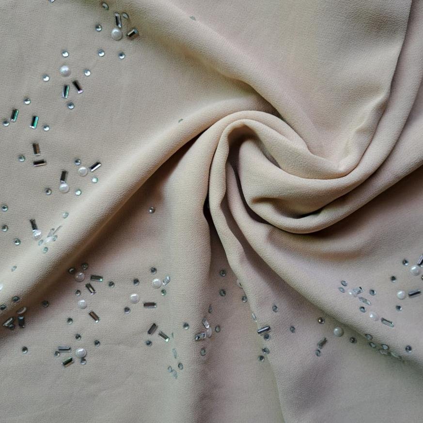 Luxury Mirror Border Georgette Stole Sand Luxury Mirror Border Georgette Stole Sand