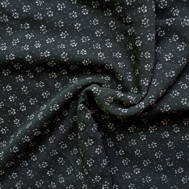 Printed Square Scarf Black Mini Flowers Printed Square Scarf Black Mini Flowers