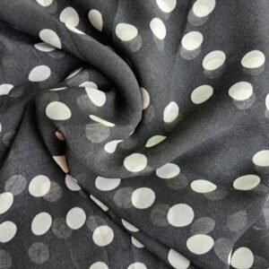 Printed Square Scarf Black Polka