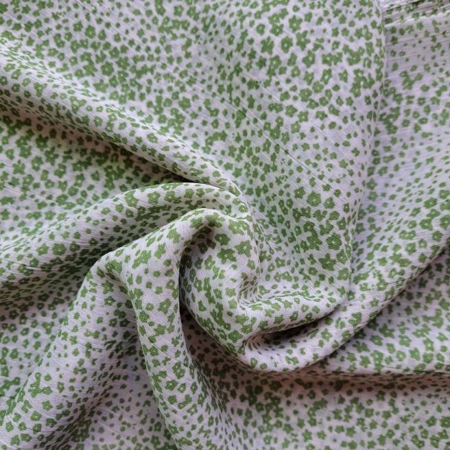 Printed Square Scarf Green Mini Flowers Printed Square Scarf Green Mini Flowers