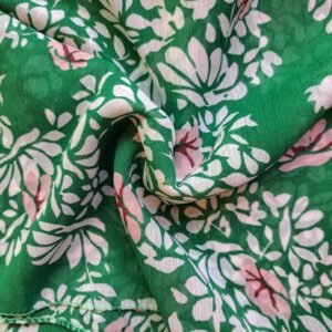 Printed Square Hijab Forest Green