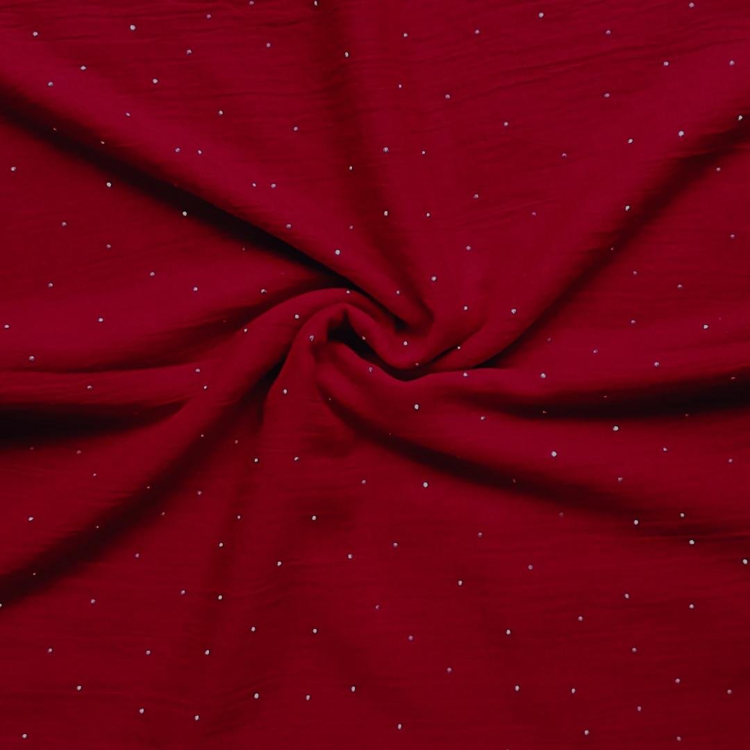 Turkish Lawn Summer Breeze with Diamante Crimson Red Turkish Lawn Summer Breeze with Diamante Crimson Red