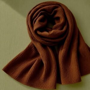 Crinkle Cotton Stole Brown