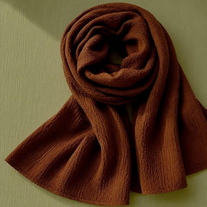 Crinkle Cotton Stole Brown Crinkle Cotton Stole Brown