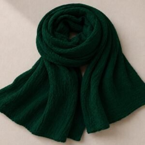 Crinkle Cotton Stole Forest Green