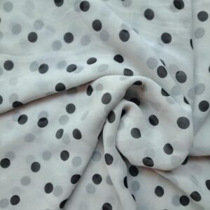 Printed Square Scarf White Polka