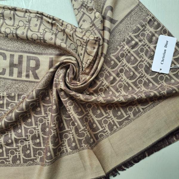 Christian Dior Silk Cashmere Scarf Tan