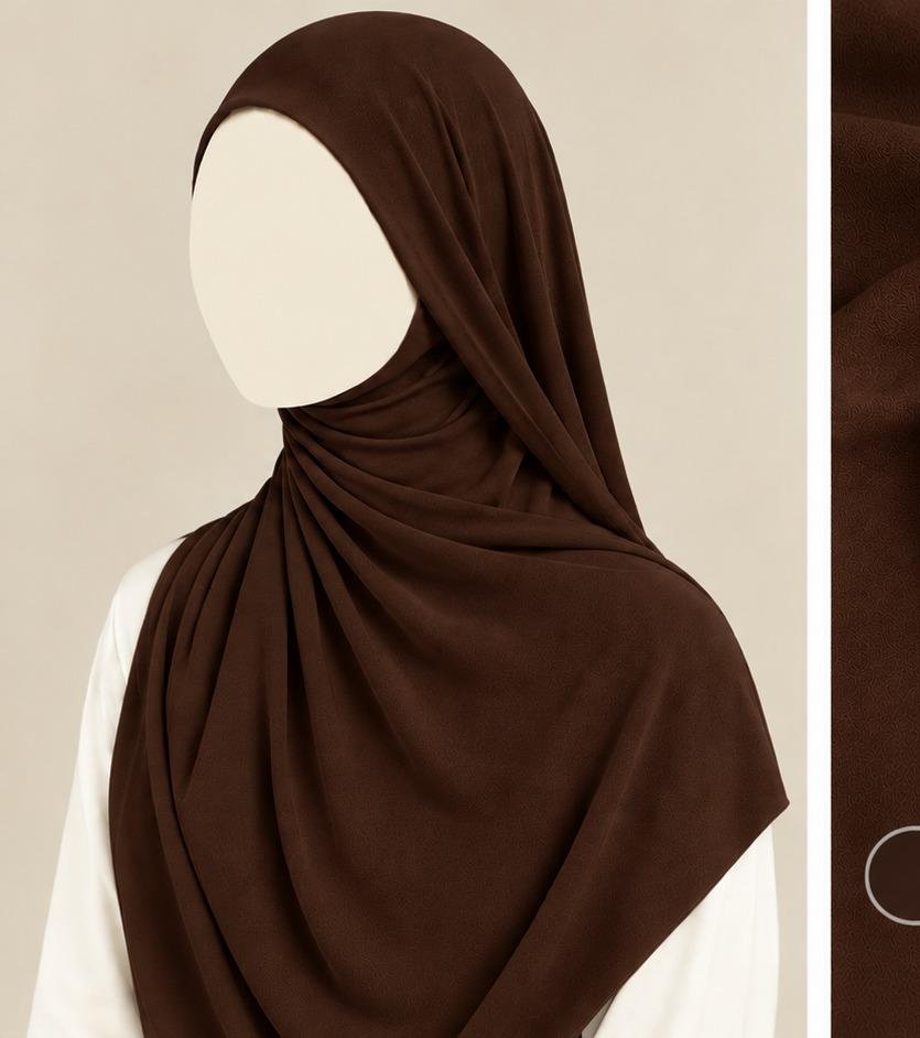 Jersey Chocolate Stretch Jersey Hijab Chocolate